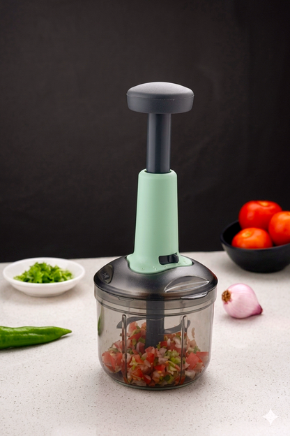 1000ml Manual Push Vegetable Chopper with 4 Stainless Steel Blades | High Quality Food Chopper for Onion, Garlic, Fruits & Vegetables
